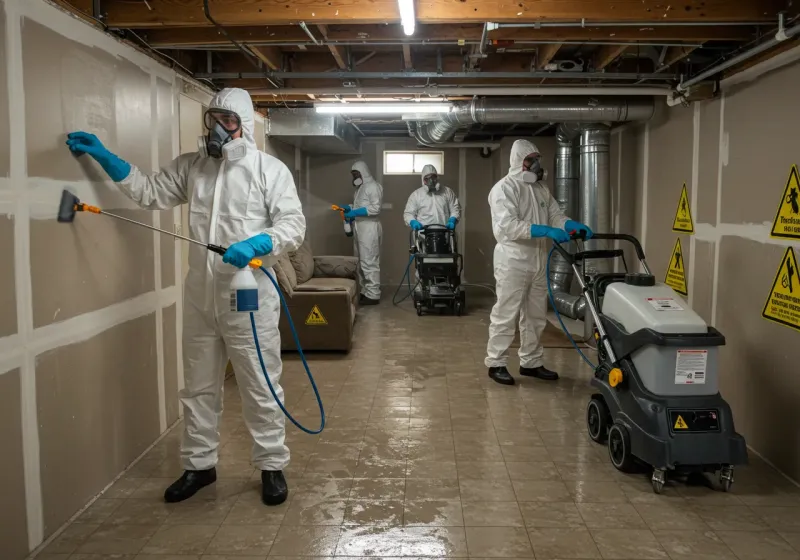 Basement Moisture Removal and Structural Drying process in Davisboro, GA